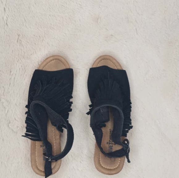 Minnetonka Ashley Western Fringe Bohemian Espadrille Wedge Bikercore Slingback - Picture 7 of 10